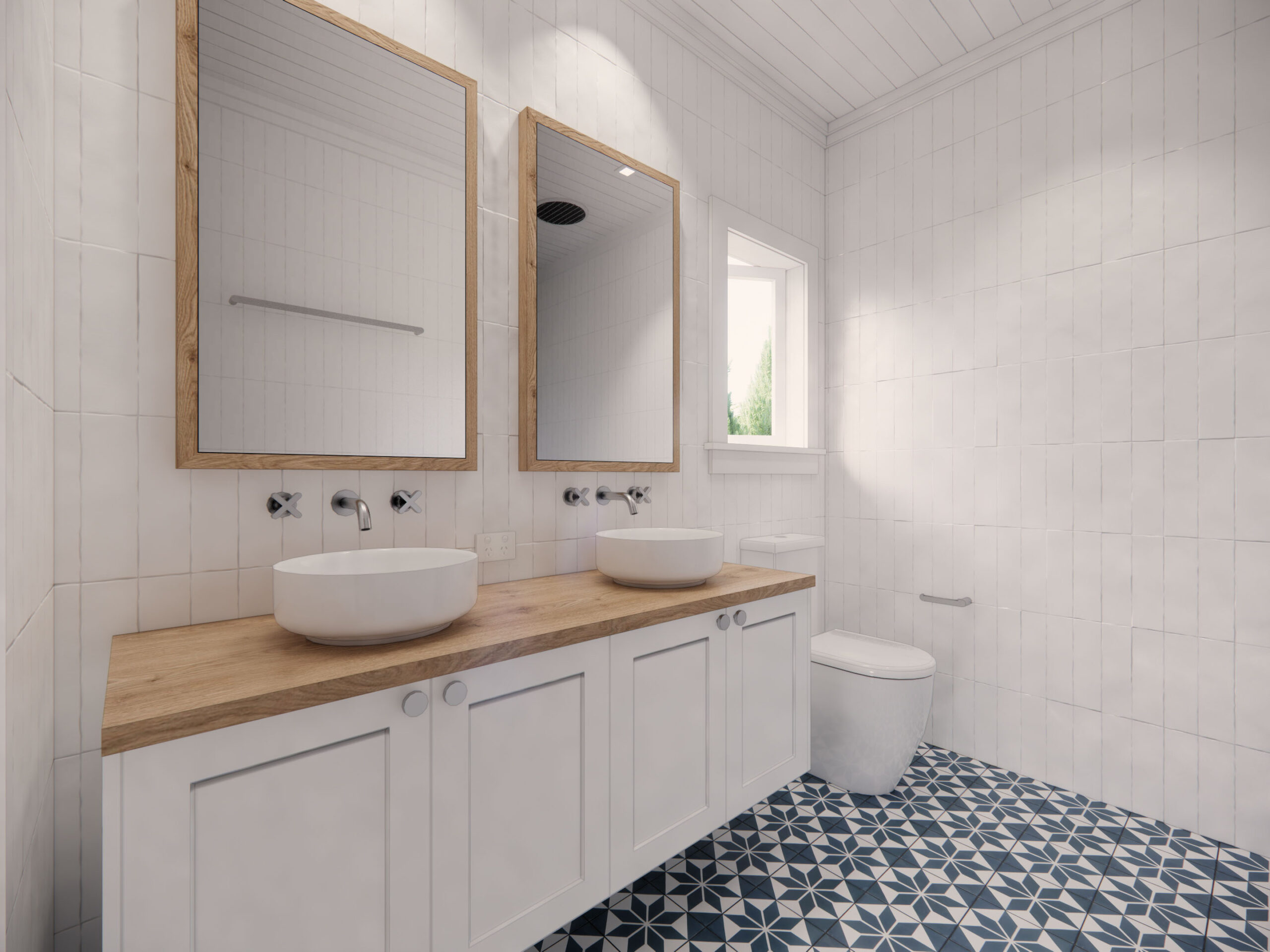 Modern bathroom with glass shower